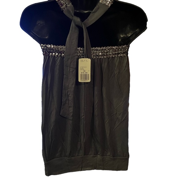 Forever 21 F21 NWT halter top with sequins gray XS - Picture 2 of 6